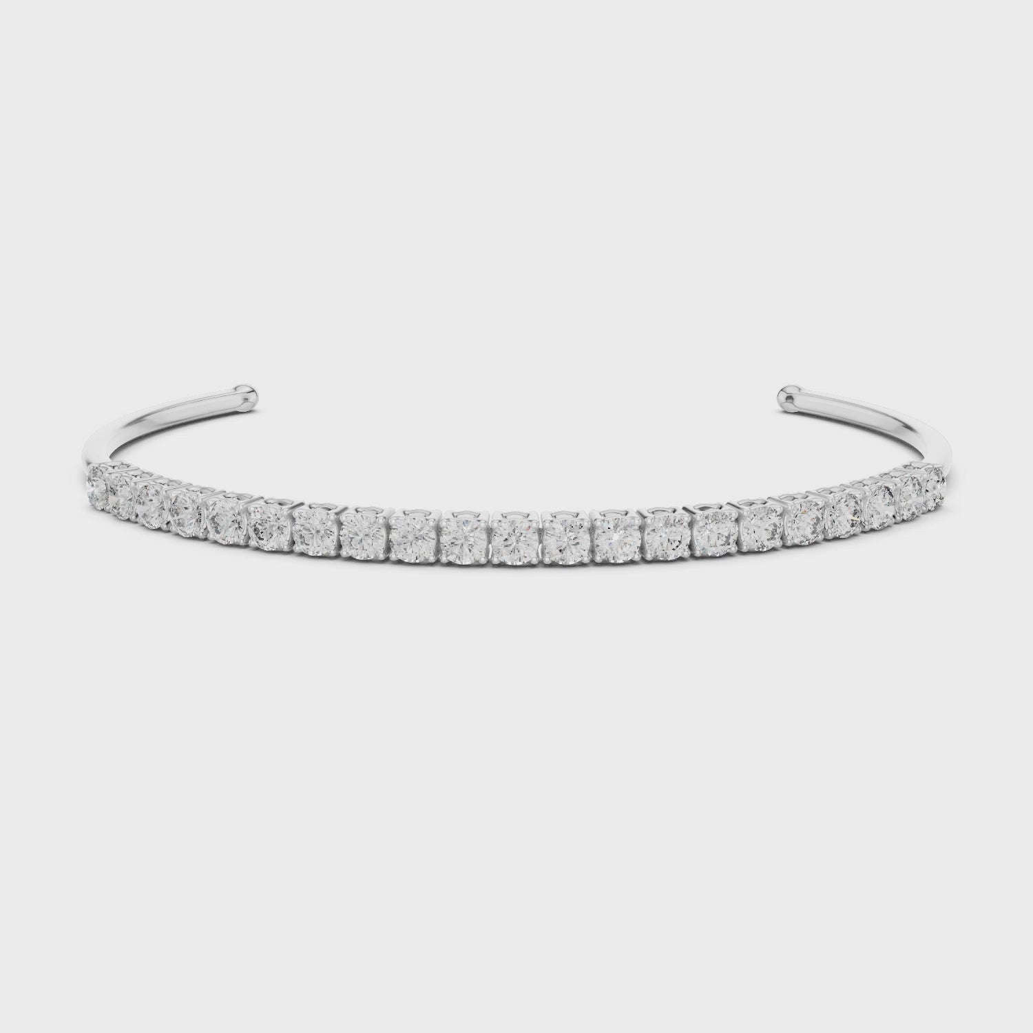 Luxury Round Lab-Grown Diamond Open Cuff Bracelet