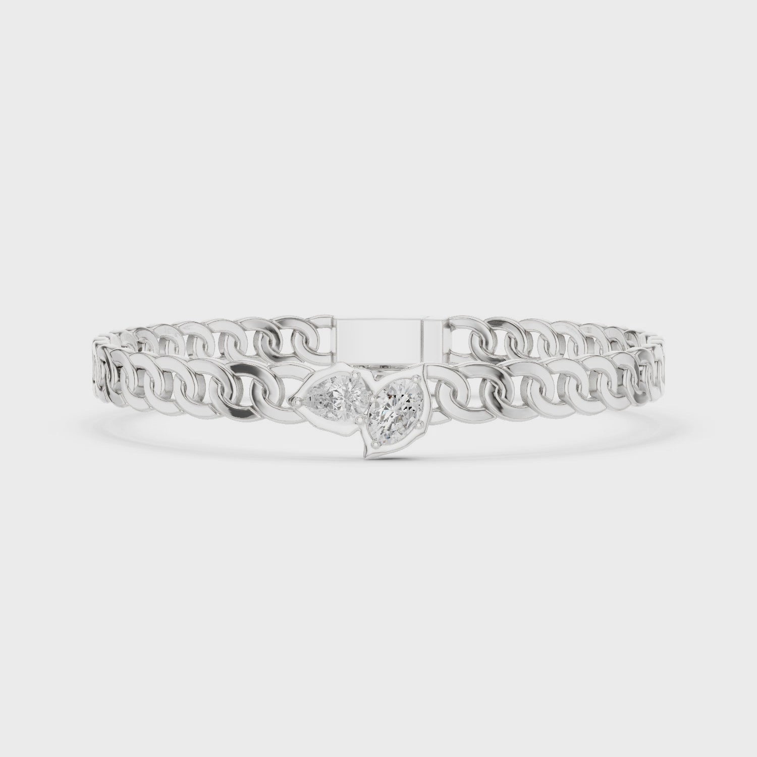 Luxury Diamond Link Bracelet with Pear & Oval Centerpiece