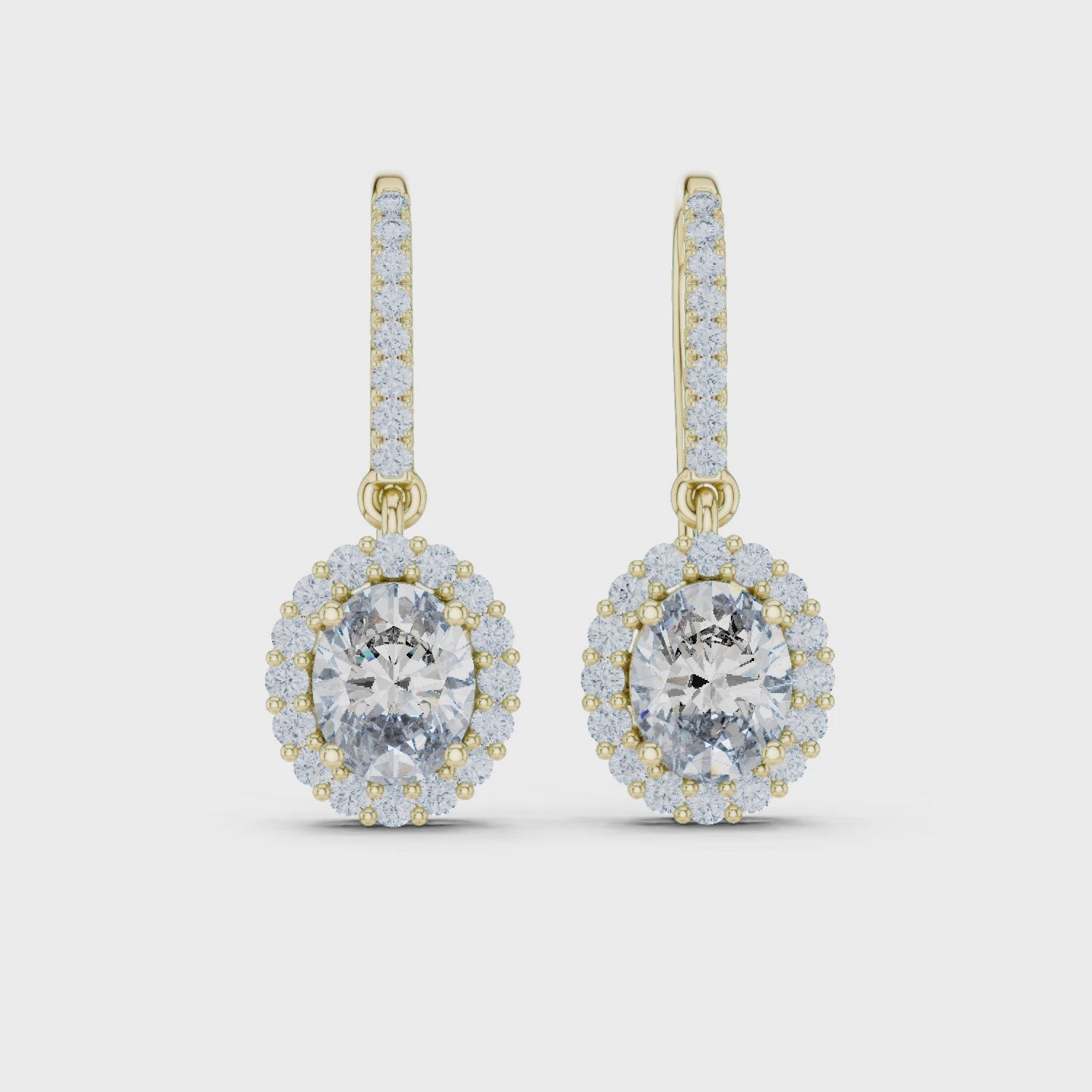 Luxury Oval Diamond Drop Earrings with Color Stone
