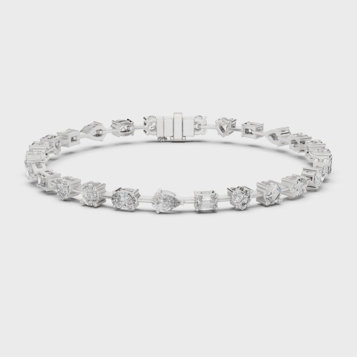 Luxury Multi-Shape Diamond Bracelet in 14K Gold
