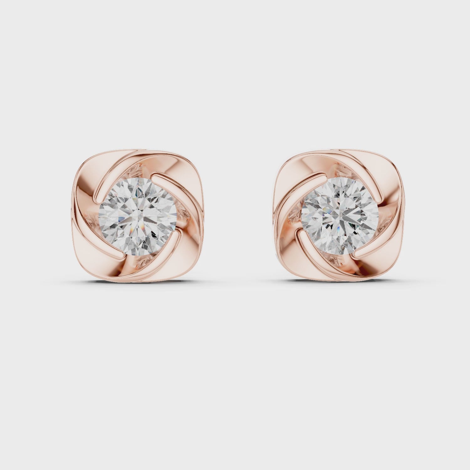 Round Brilliant Diamond Stud Earrings in 18K Gold