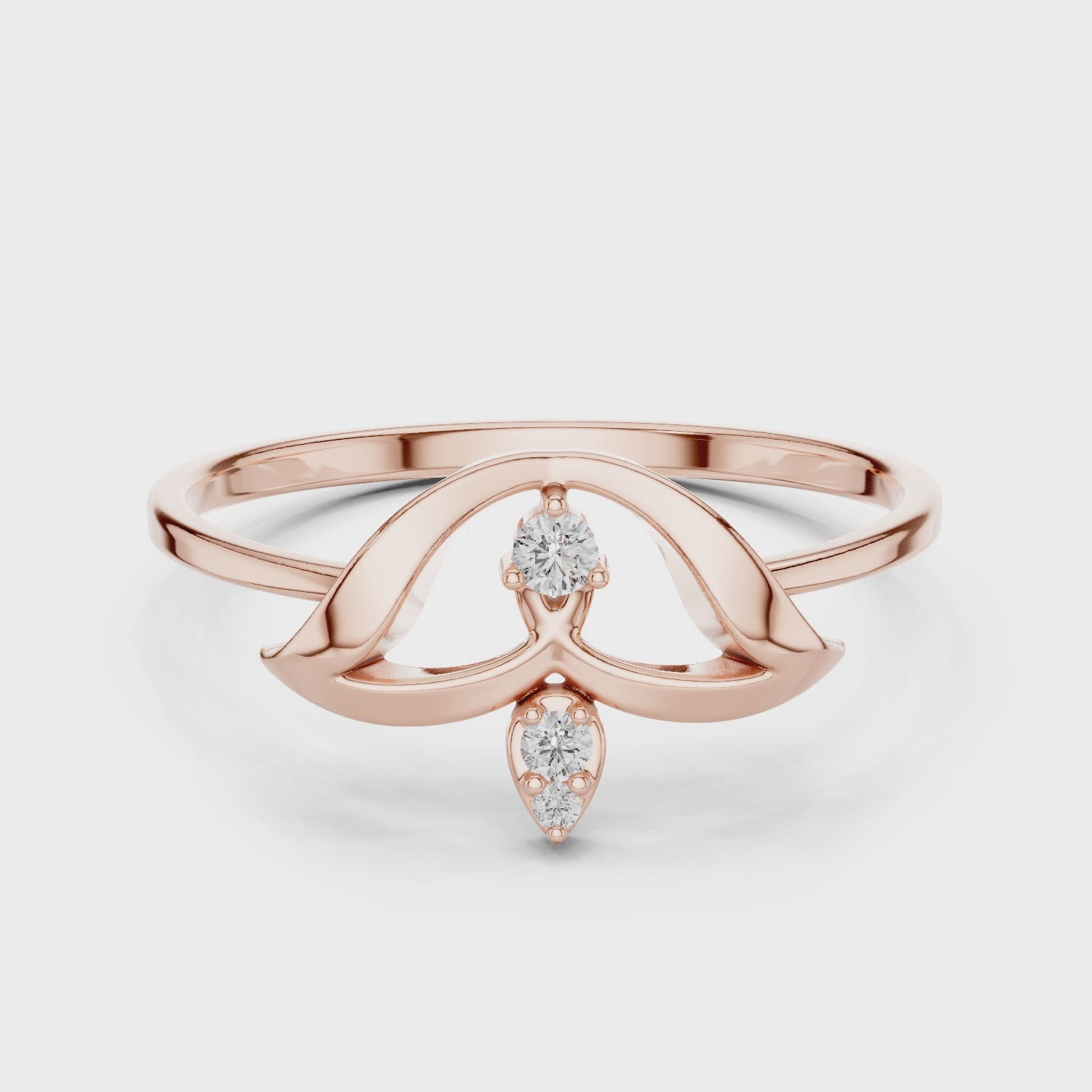 Elegant Three-Stone Diamond Designer Ring in 14KT Gold