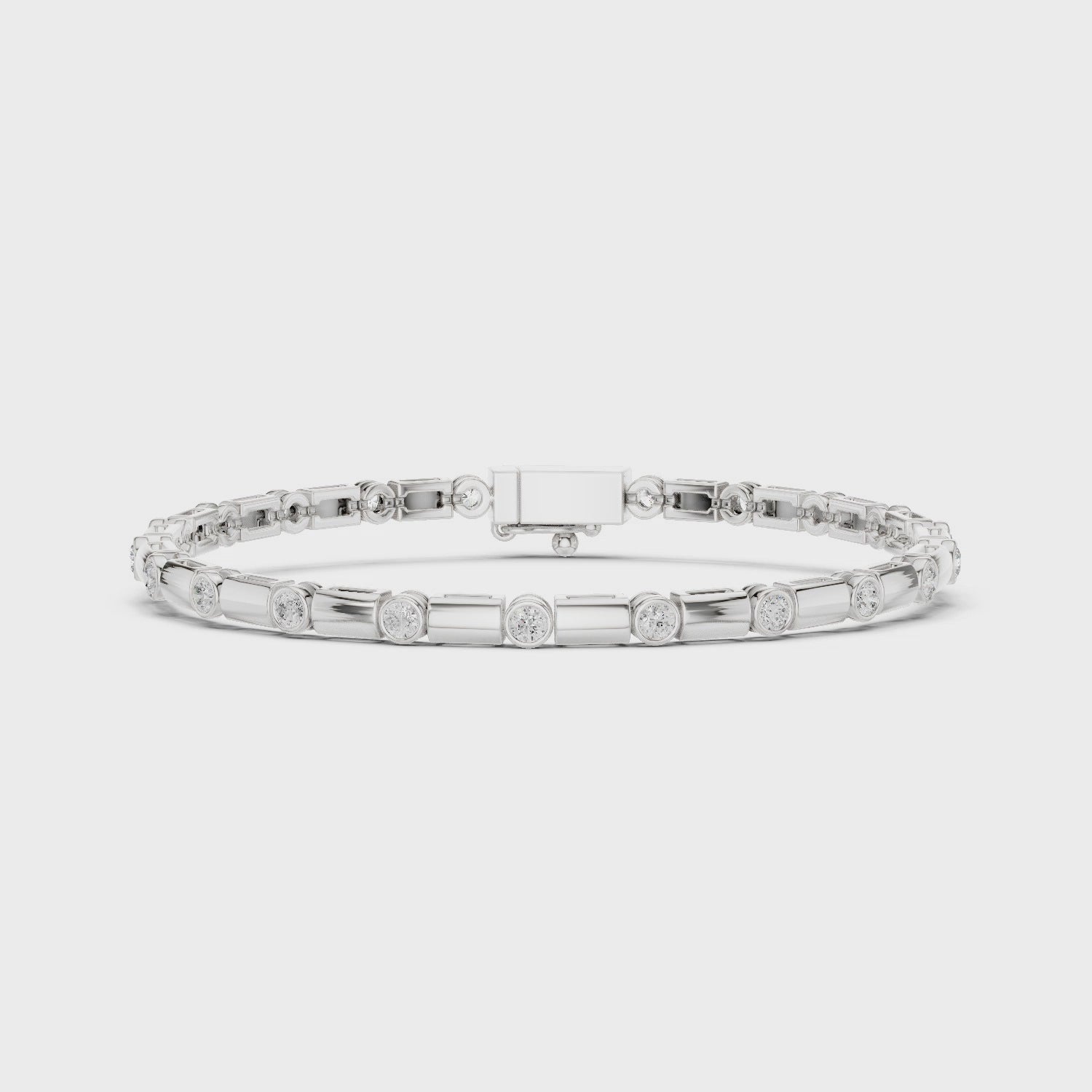 Luxury Men’s Bezel-Set Diamond Tennis Bracelet in 14K Gold