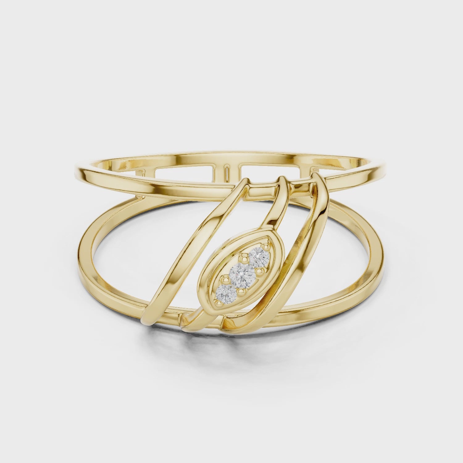 Elegant Three-Stone Diamond Gold Designer Engagement Ring