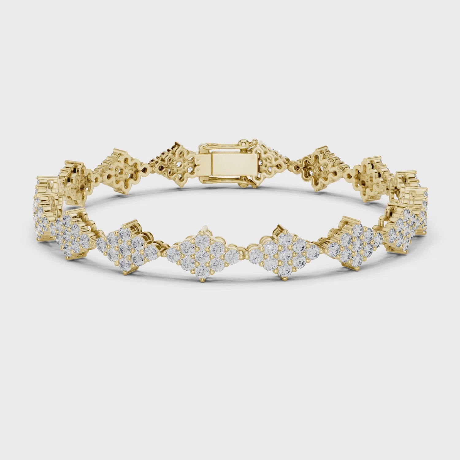Luxury Cluster Diamond Tennis Bracelet in 14K Gold