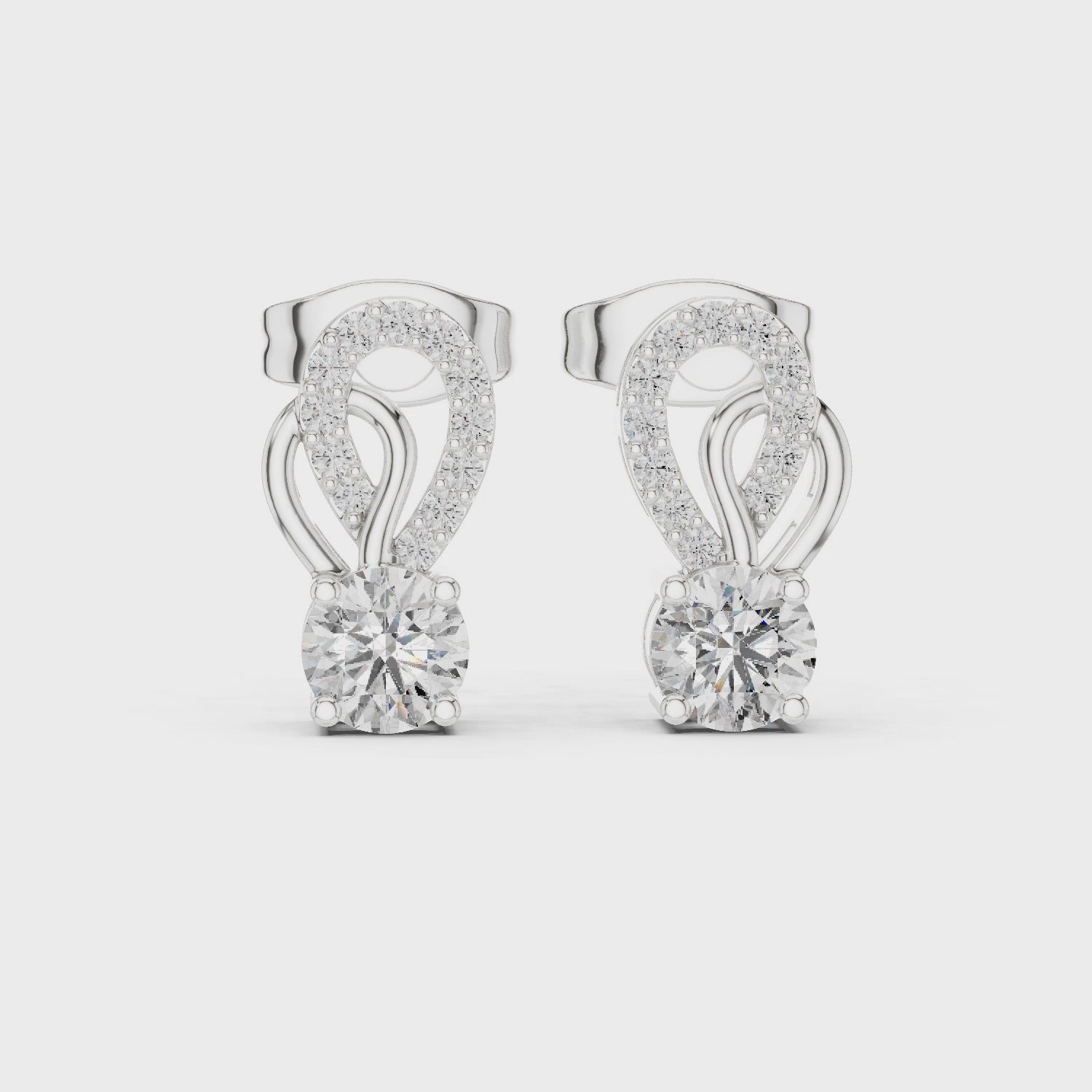 Luxury Round Lab-Grown Diamond Drop Stud Earrings in 14K Gold