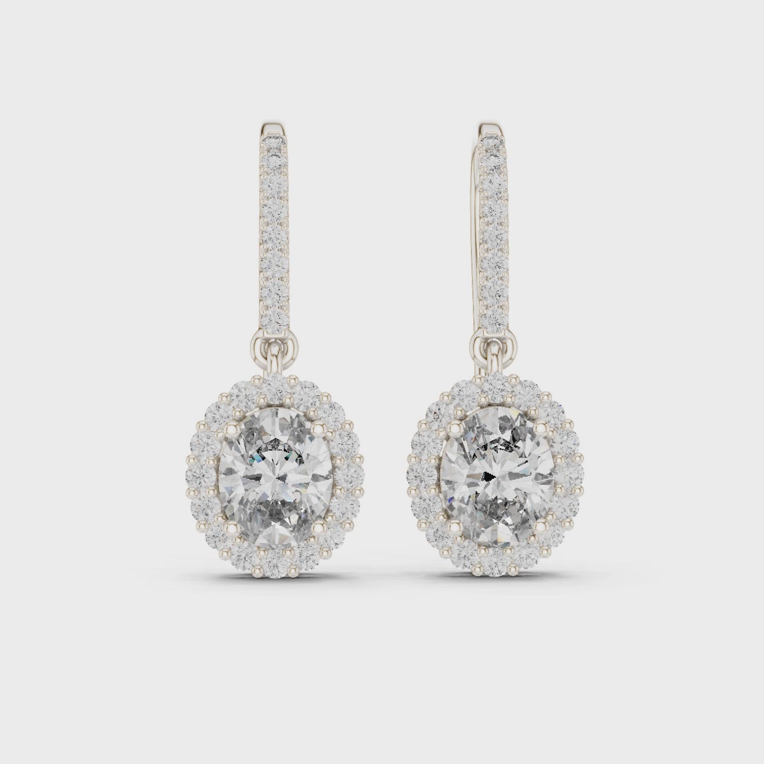 Luxury Oval Diamond Drop Earrings with Color Stone