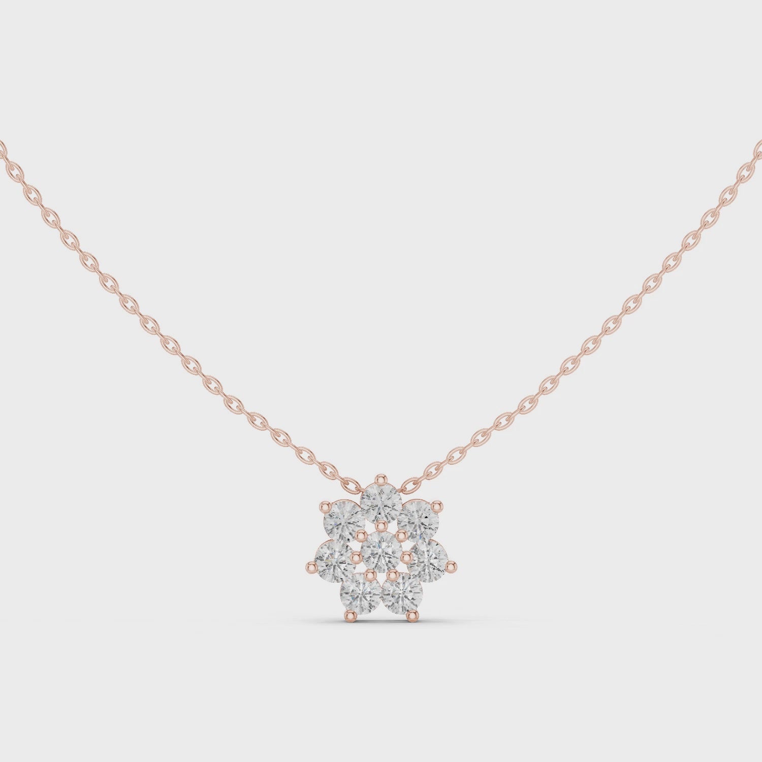 Elegant Round Diamond Floral Pendant Necklace in Fine Gold