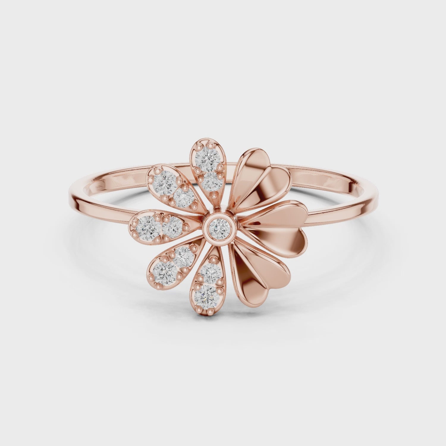Floral Halo Diamond Ring in 18K Gold