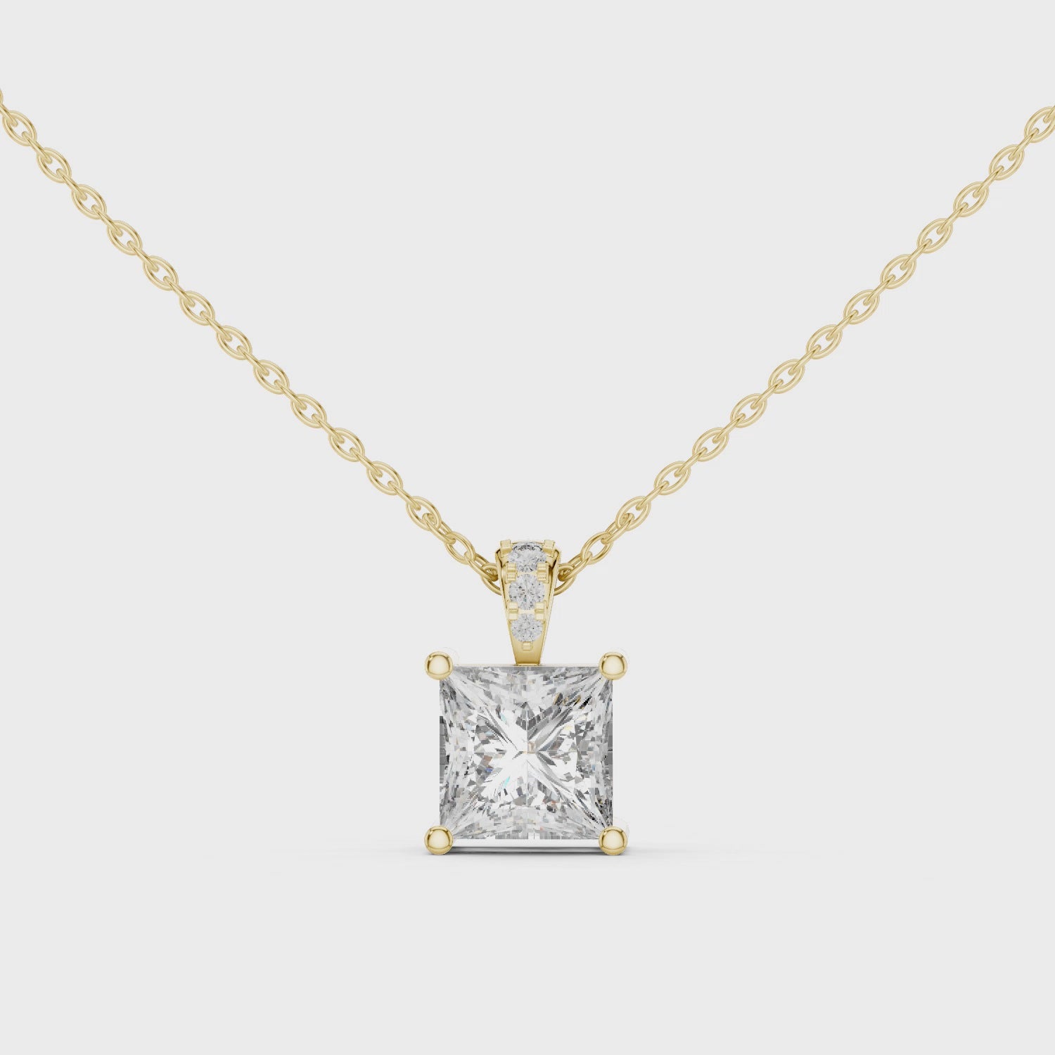Princess Cut Diamond Pendant Necklace in 18K Gold