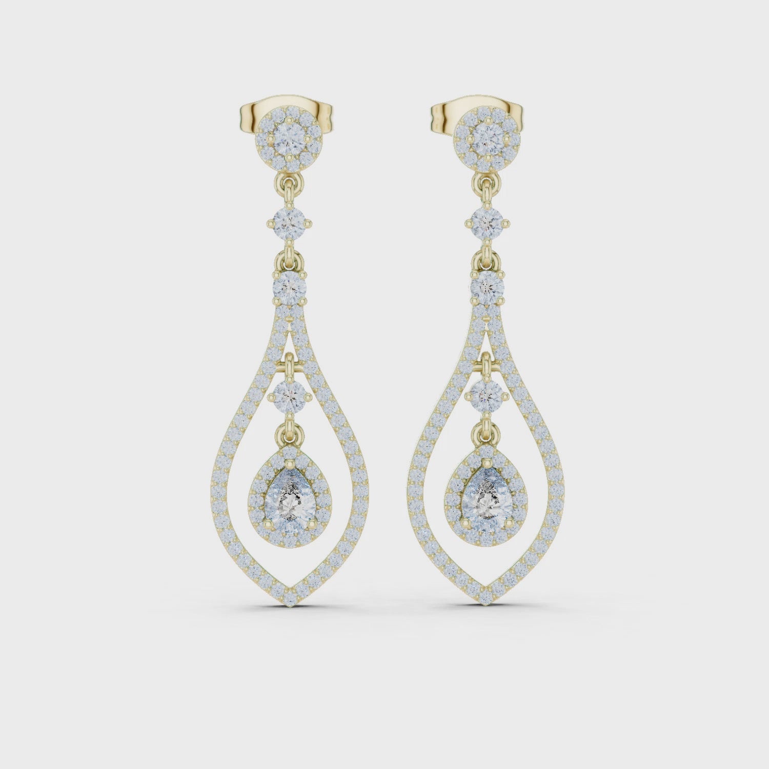 Luxury Diamond Tear Drop Earrings in 18K Gold