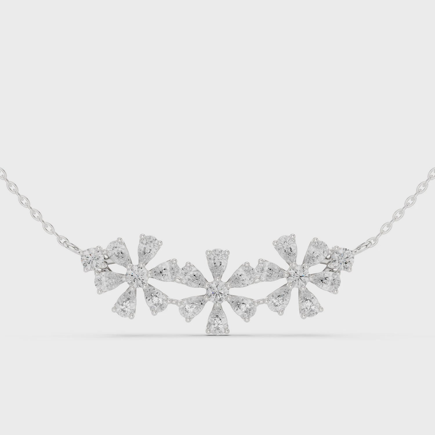 Luxury Pear-Cut Diamond Floral Pendant Necklace in 14K Gold