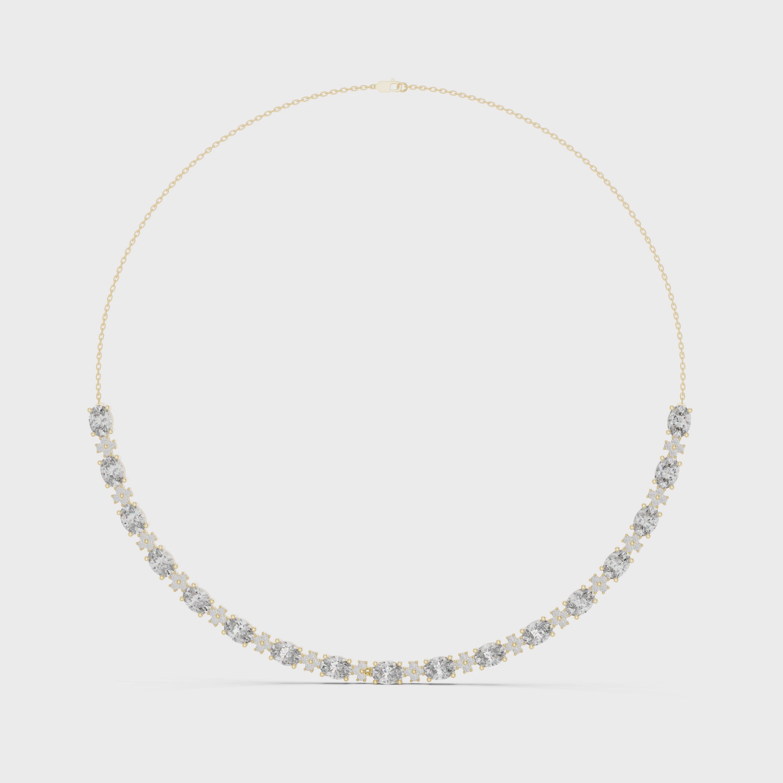 Luxury Oval Gemstone Necklace with Fine Diamond