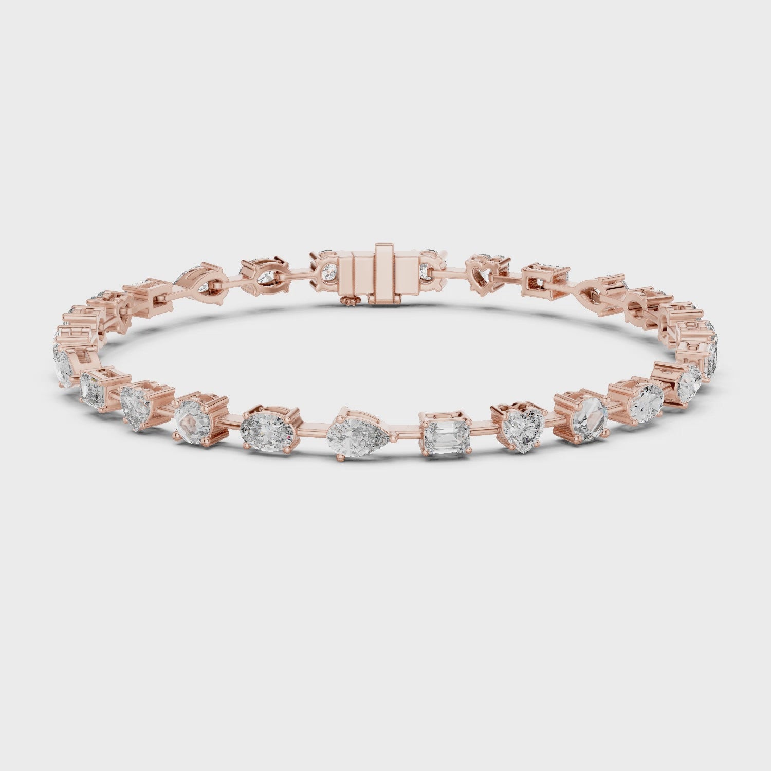 Luxury Multi-Shape Diamond Bracelet in 14K Gold