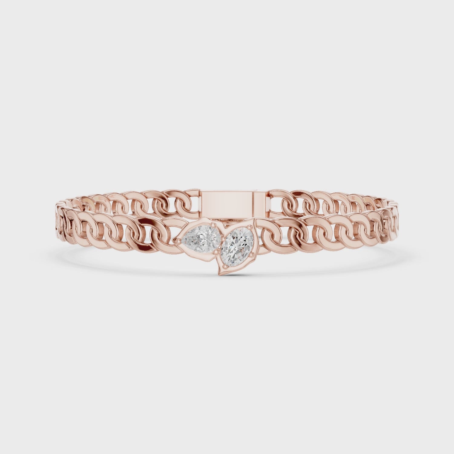 Luxury Diamond Link Bracelet with Pear & Oval Centerpiece