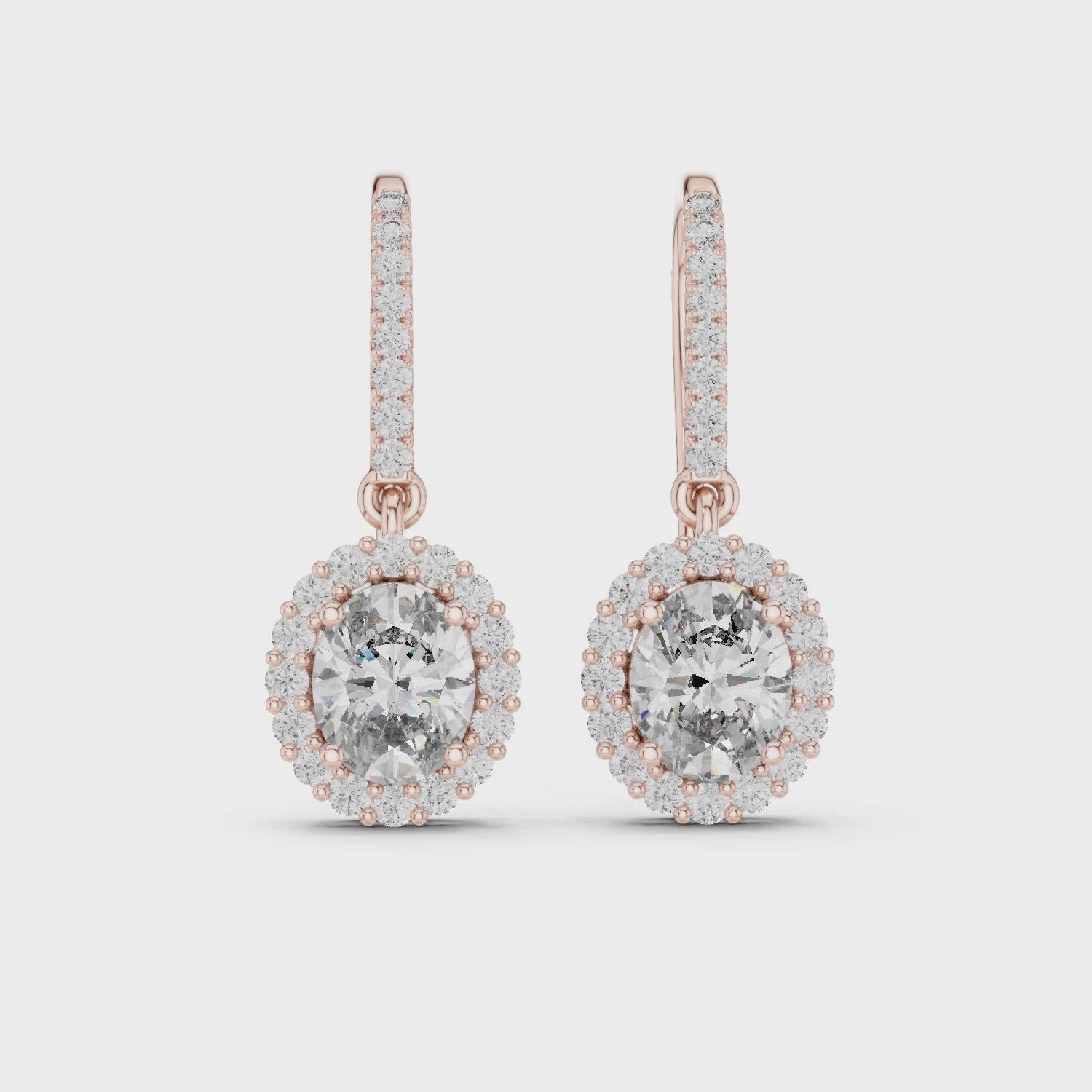 Luxury Oval Diamond Drop Earrings with Color Stone