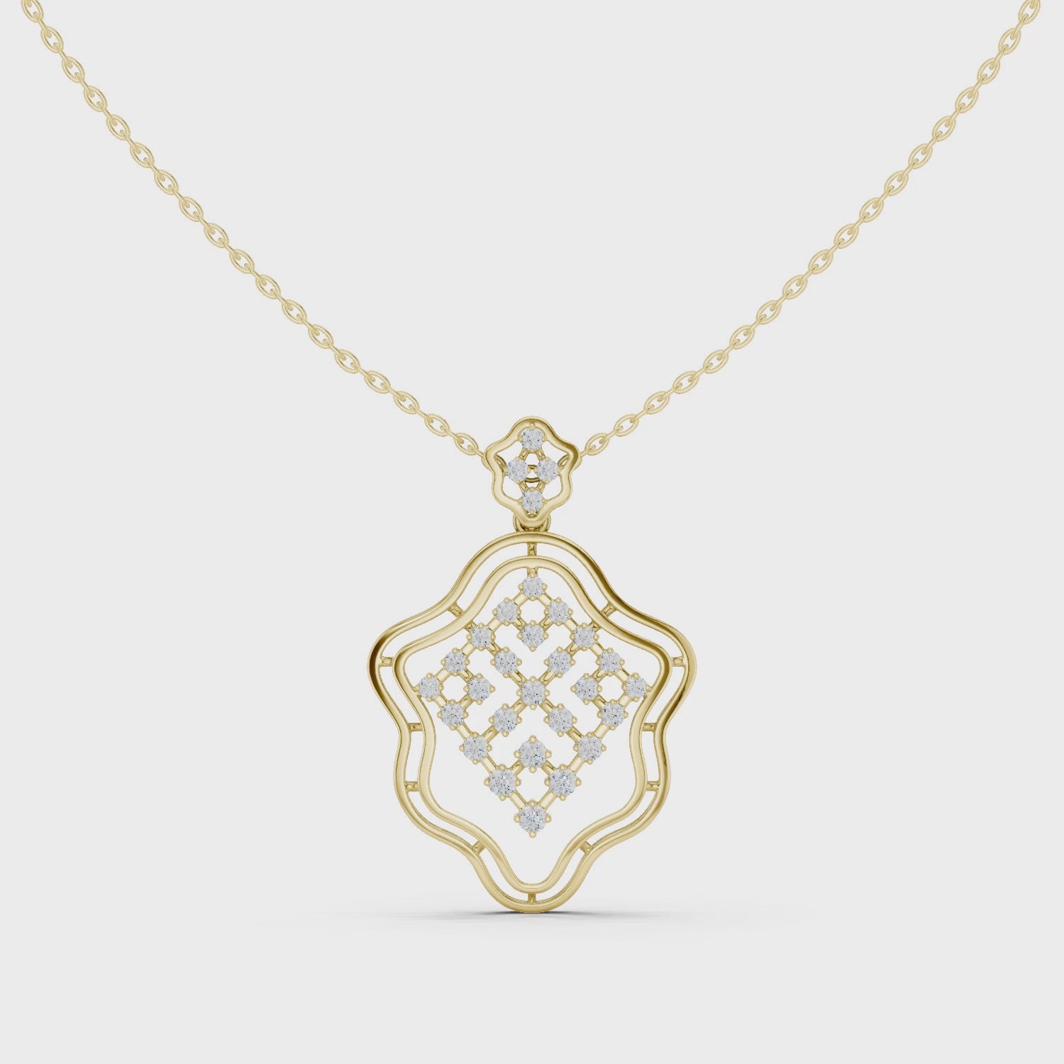 Luxury Geometric Lattice Lab-Grown Diamond Pendant