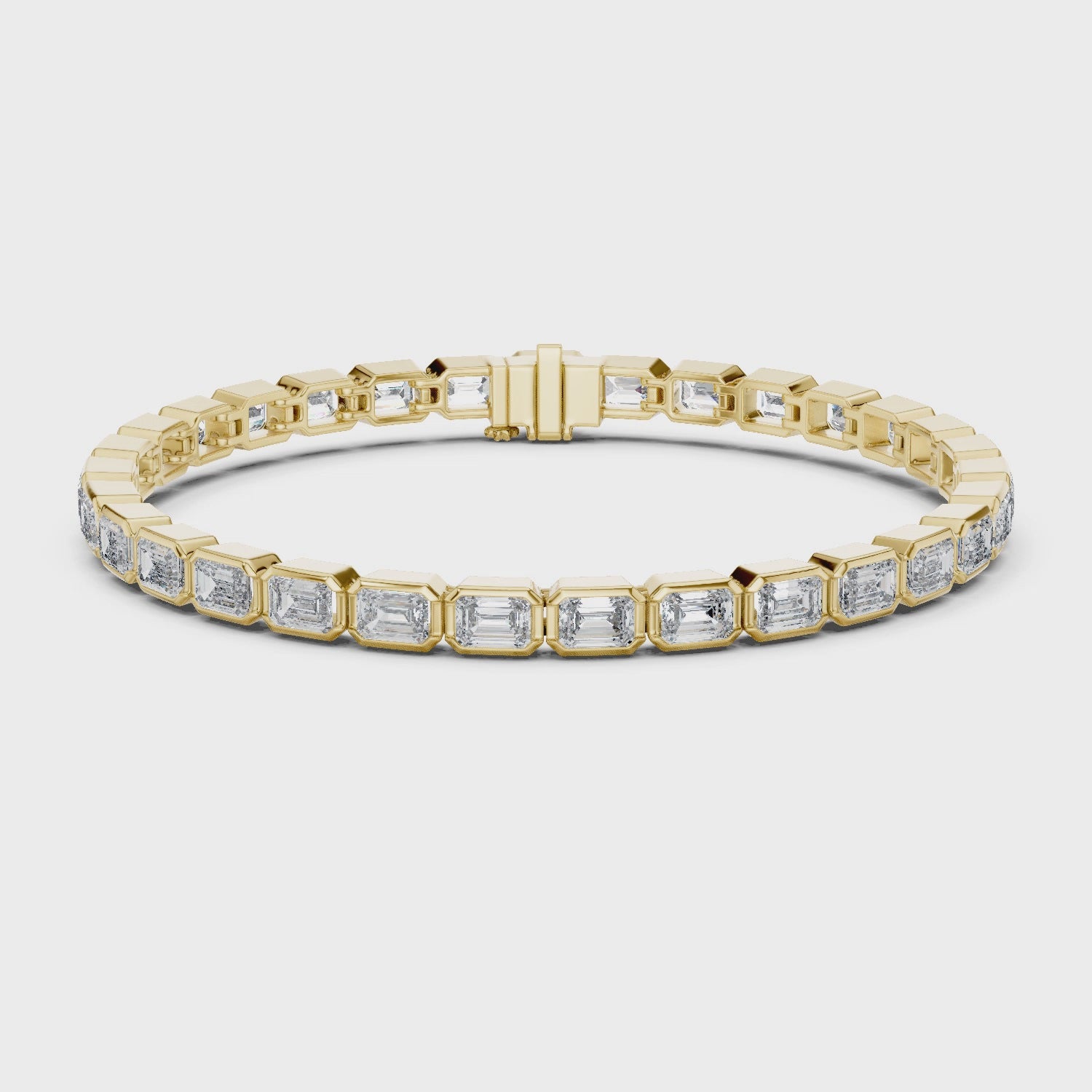 Luxury Emerald-Cut Lab-Grown Diamond Tennis Bracelet in 14K Gold