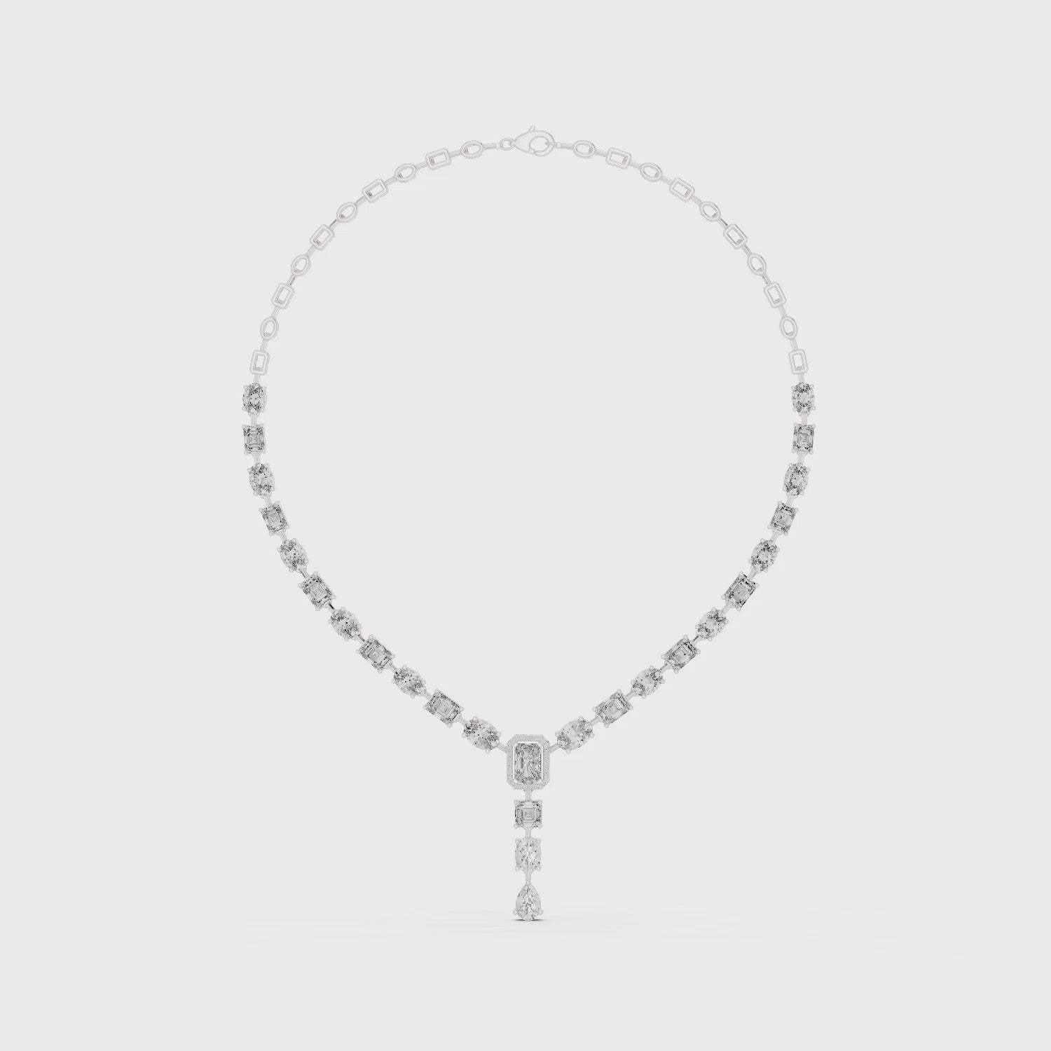 Radiant Oval & Pear Diamond Drop Necklace