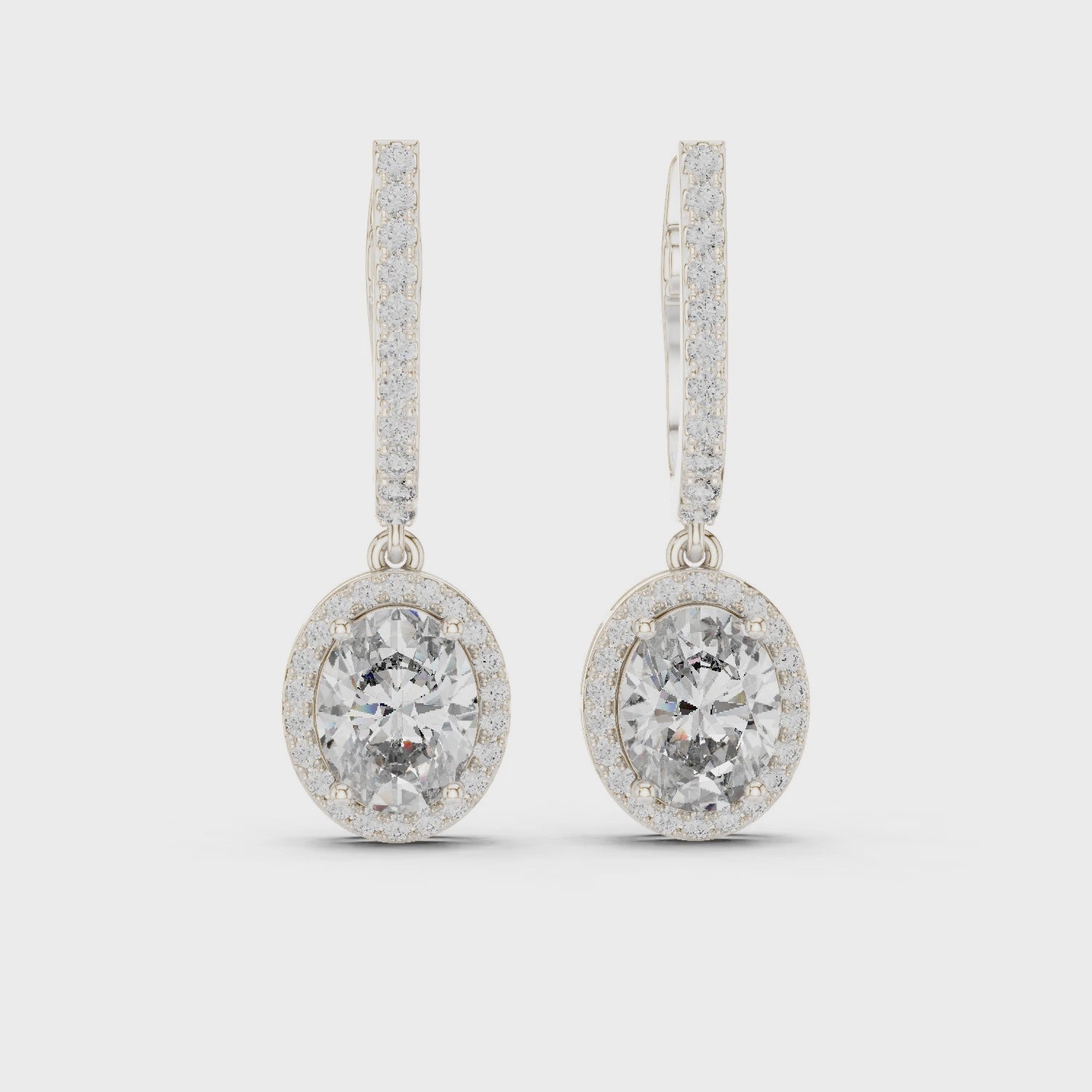 Luxury Oval Diamond Drop Earrings in 18K Gold