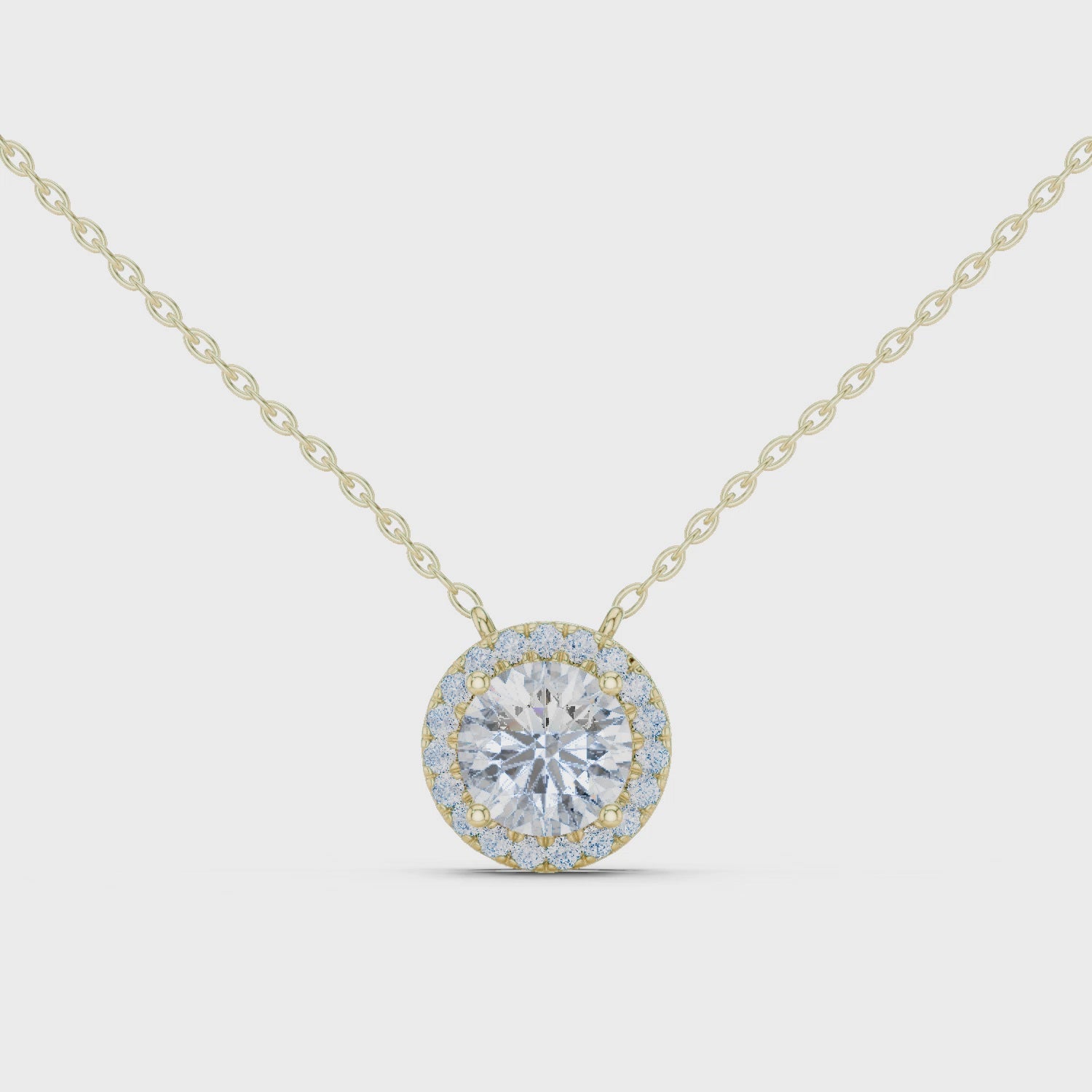 Luxury Diamond Halo Pendant Necklace in 18K Gold