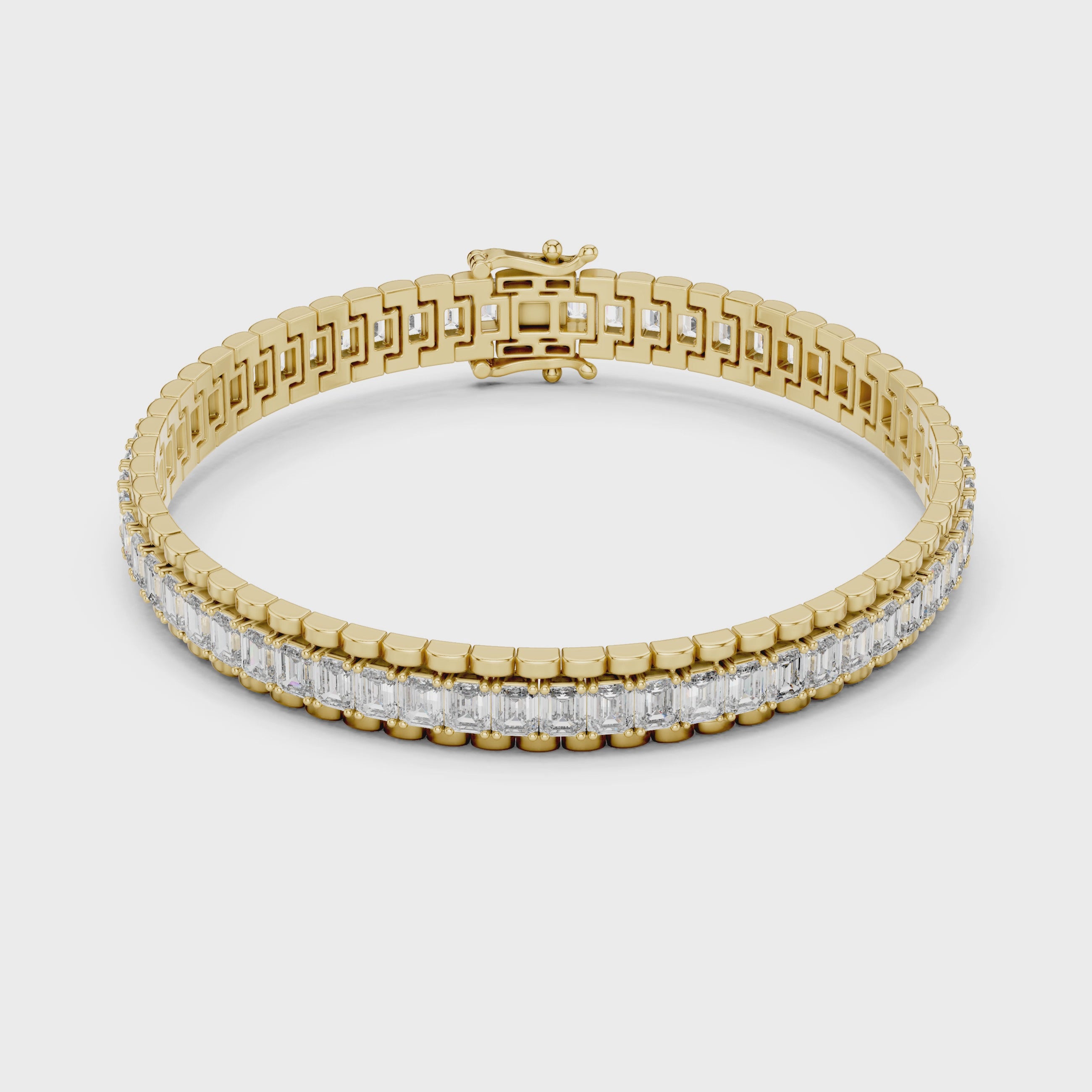 Luxury Emerald Cut Diamond Tennis Bracelet in 14K Gold