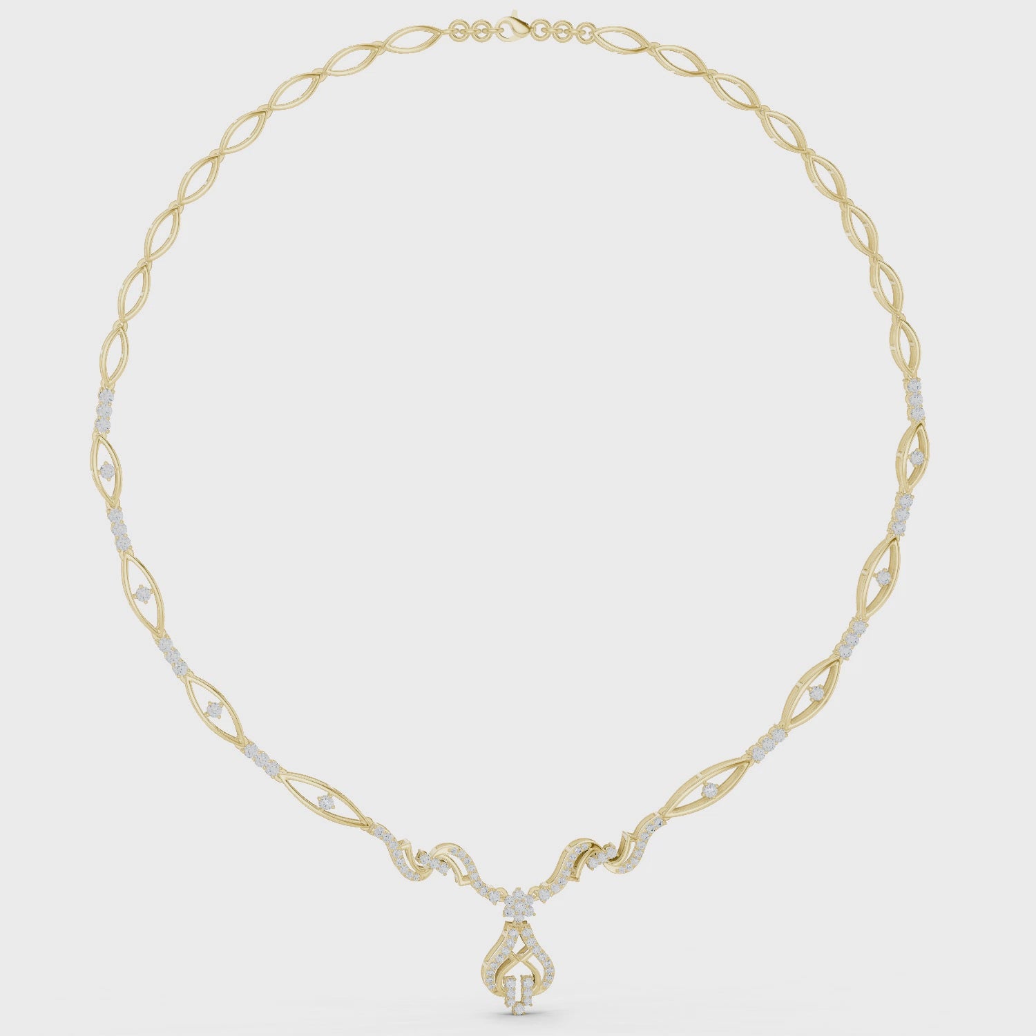 Luxury Diamond Designer Necklace in 14K Gold Finish