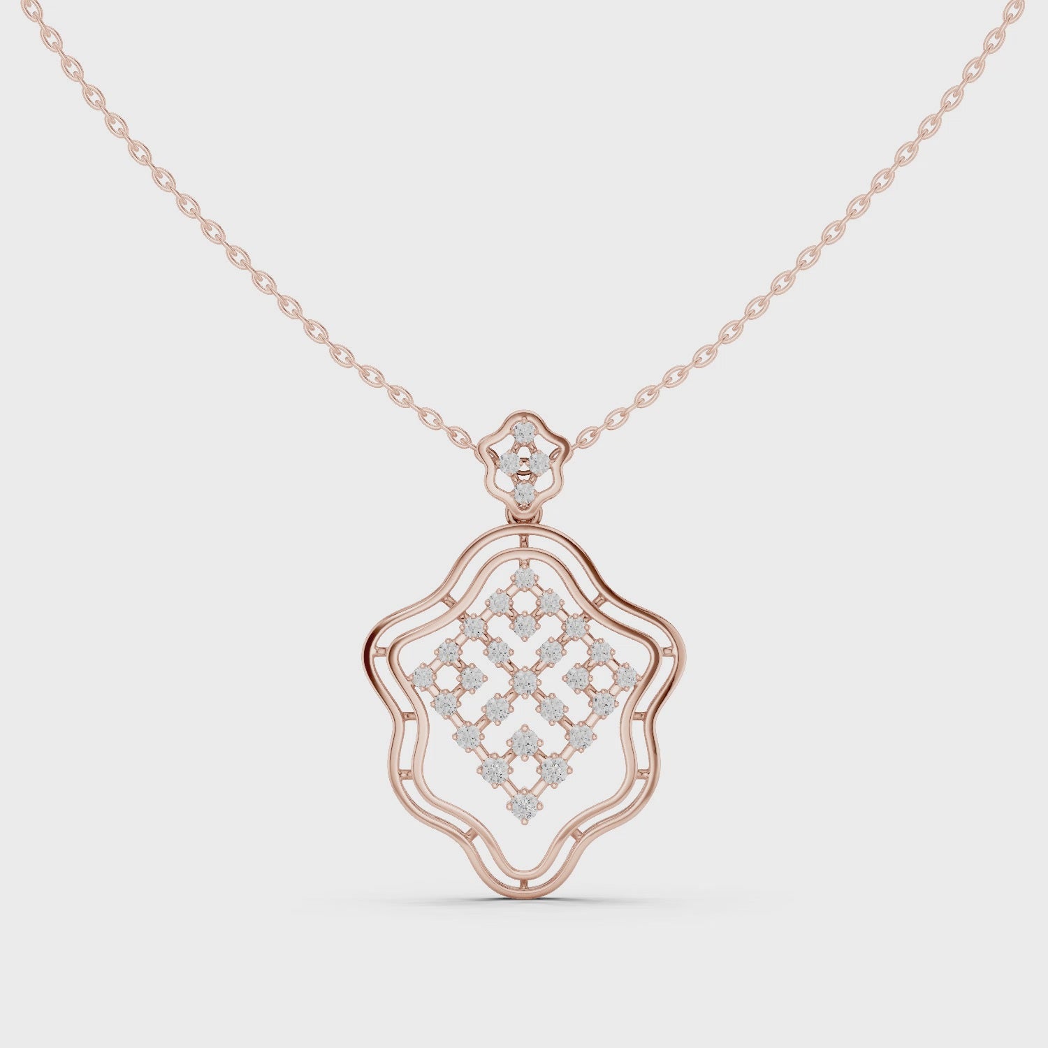 Luxury Geometric Lattice Lab-Grown Diamond Pendant