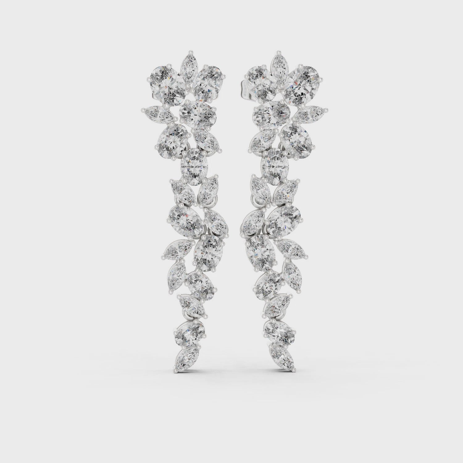 Elegant Marquise & Oval Diamond Drop Earrings in Fine Metal