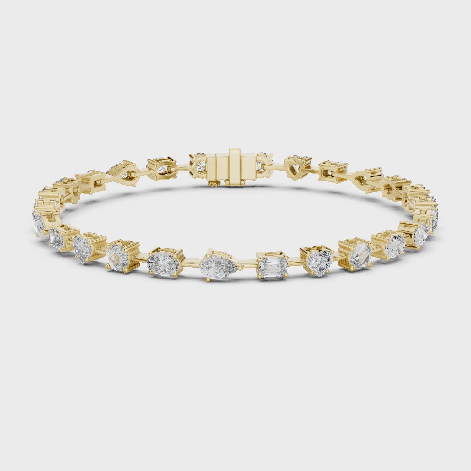 Luxury Multi-Shape Diamond Bracelet in 14K Gold
